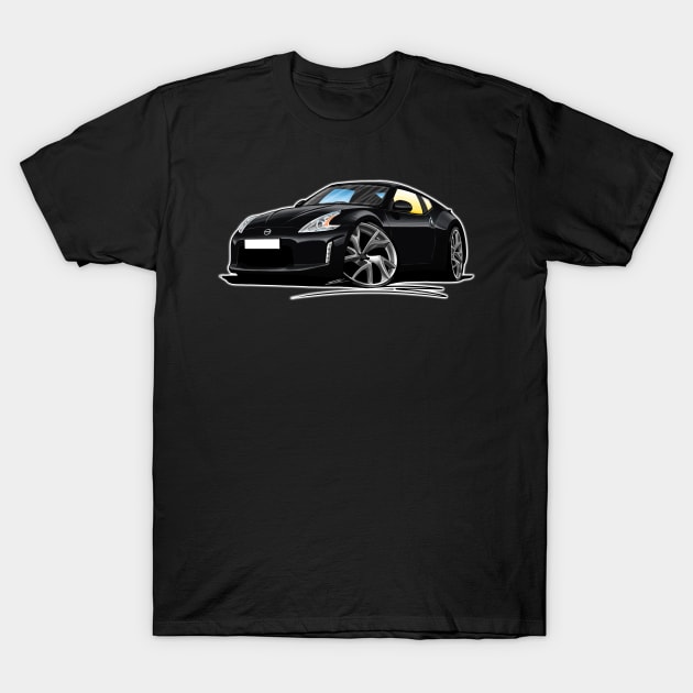 Nissan 370z Black Caricature Car Art T-Shirt by y30man5